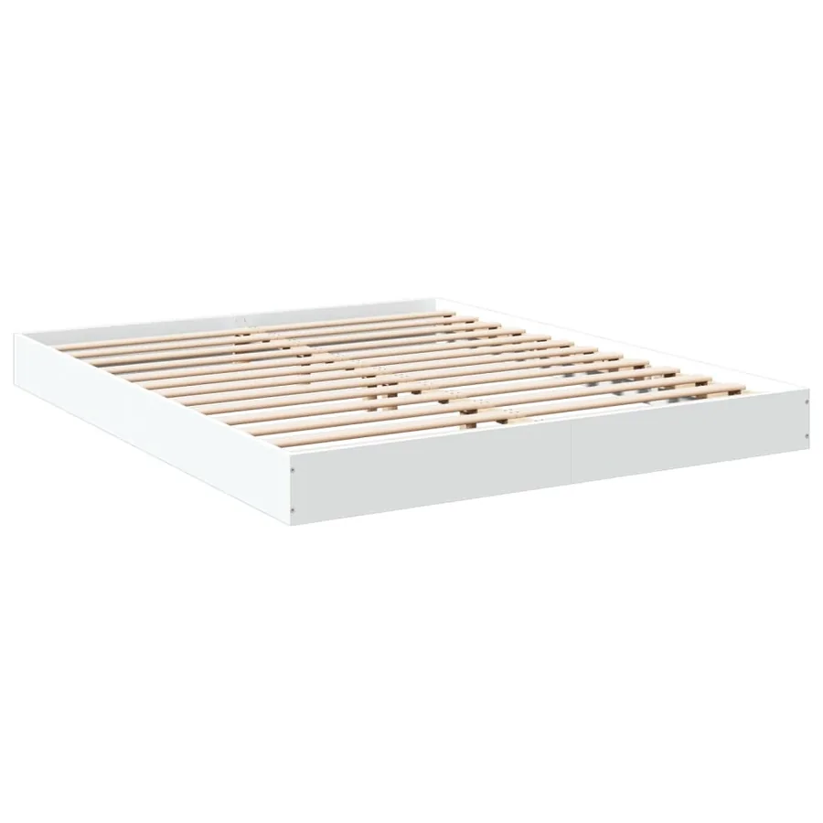 Cadre de lit sans matelas blanc 160x200 cm bois d'ingénierie - 6