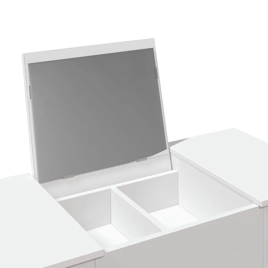 Coiffeuse avec miroir blanc 100x45x76 cm - 8