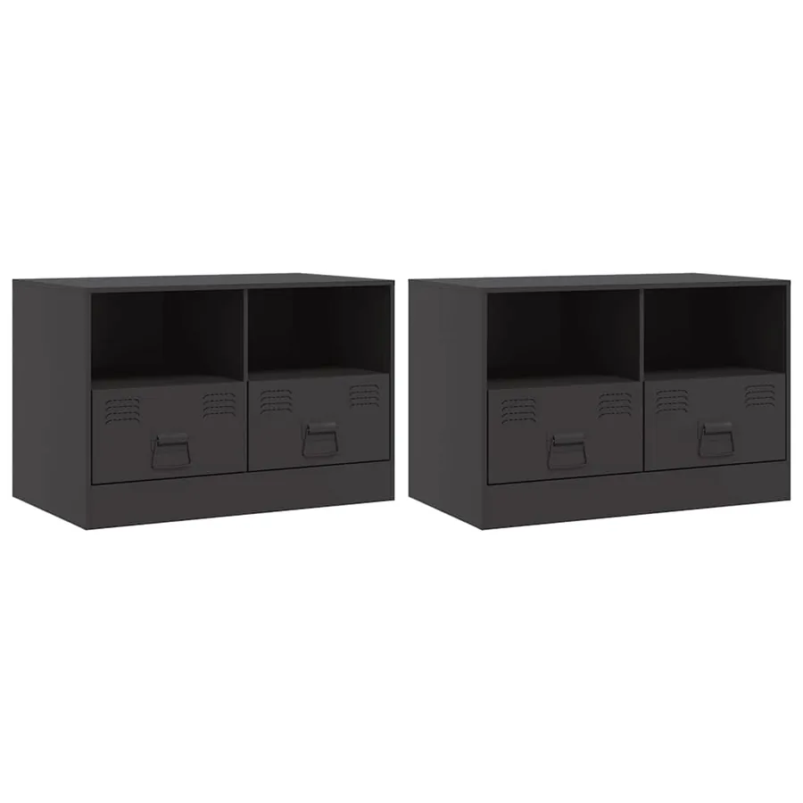 Meubles TV 2 pcs noir 67x39x44 cm acier - 2