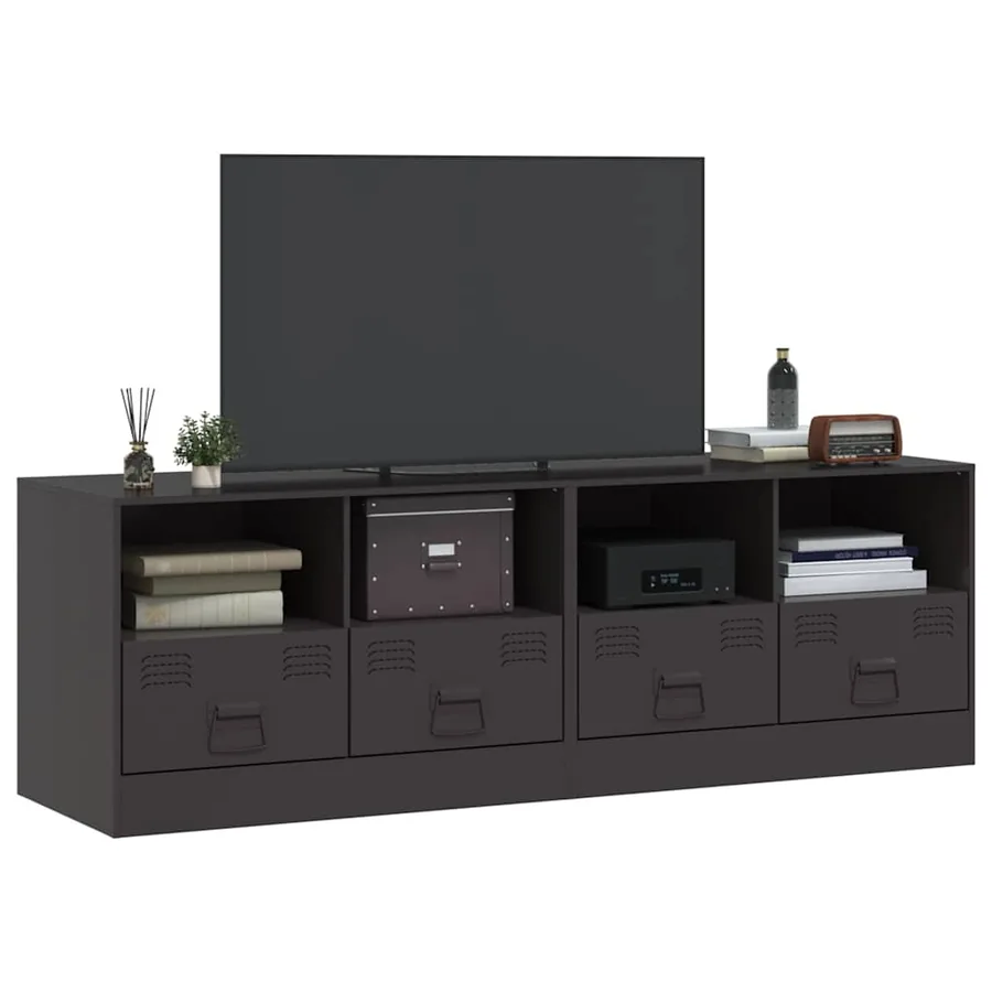 Meubles TV 2 pcs noir 67x39x44 cm acier - 3