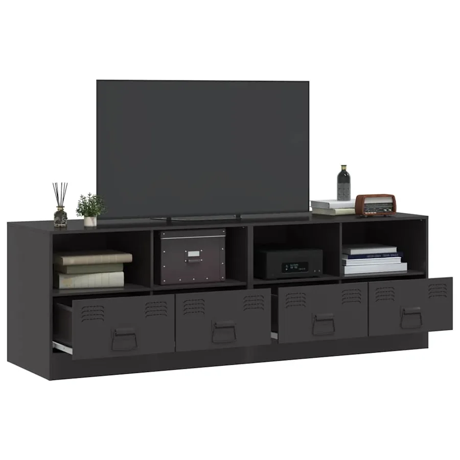 Meubles TV 2 pcs noir 67x39x44 cm acier - 4