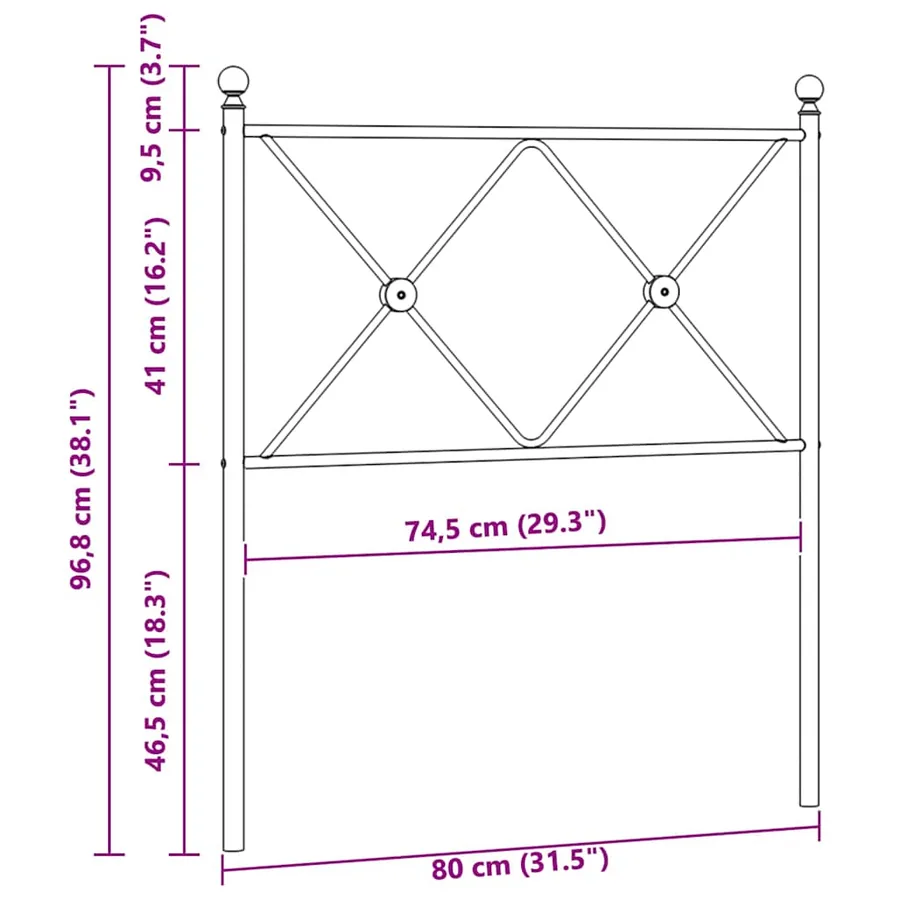 Tête de lit de remplacement métal noir 75 cm - 6