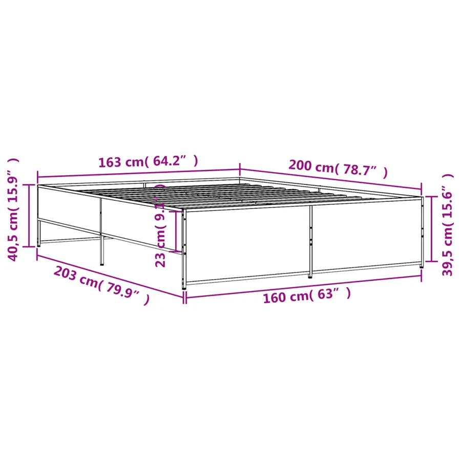 Cadre de lit sans matelas chêne marron 160x200 cm - 9