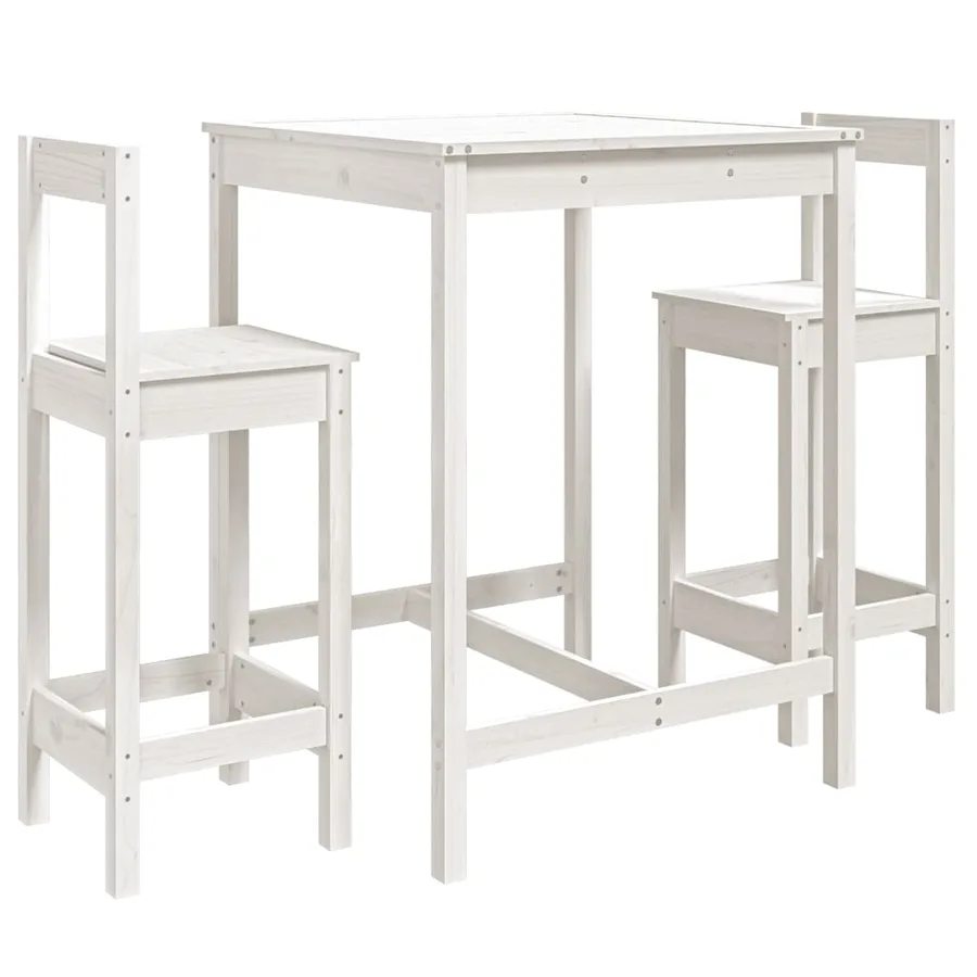 Ensemble de bar de jardin 3 pcs blanc bois de pin massif - 2