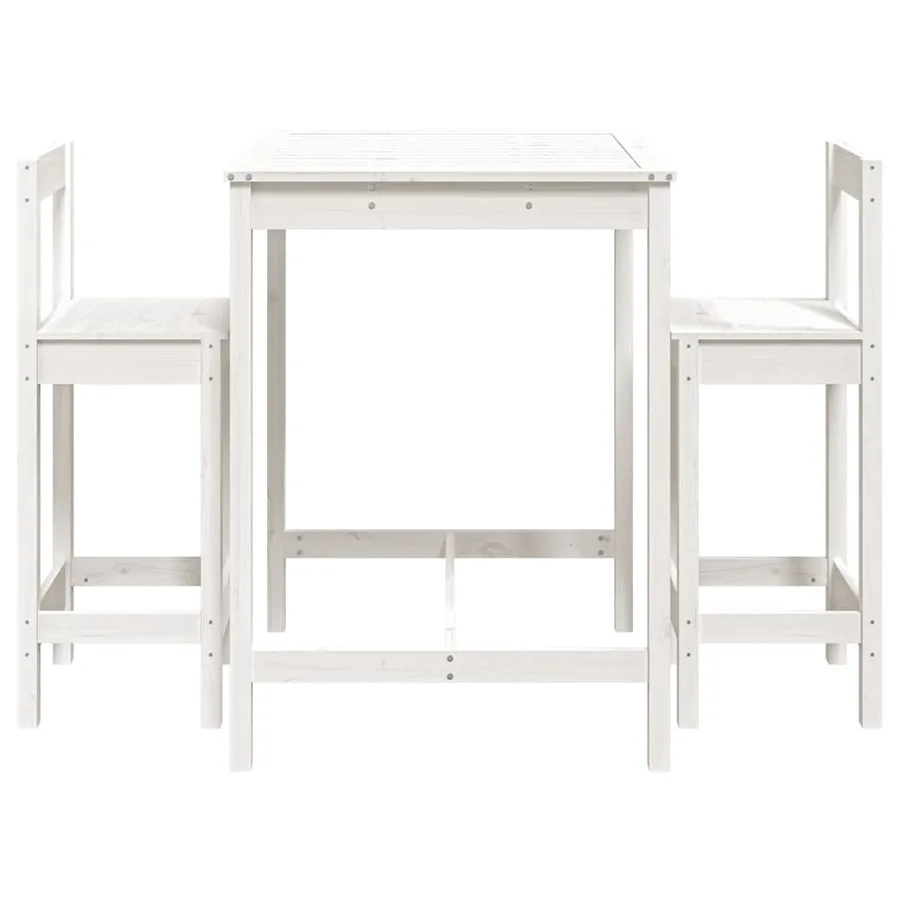Ensemble de bar de jardin 3 pcs blanc bois de pin massif - 4