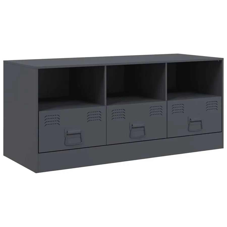 Meuble TV anthracite 99x39x44 cm acier - 2