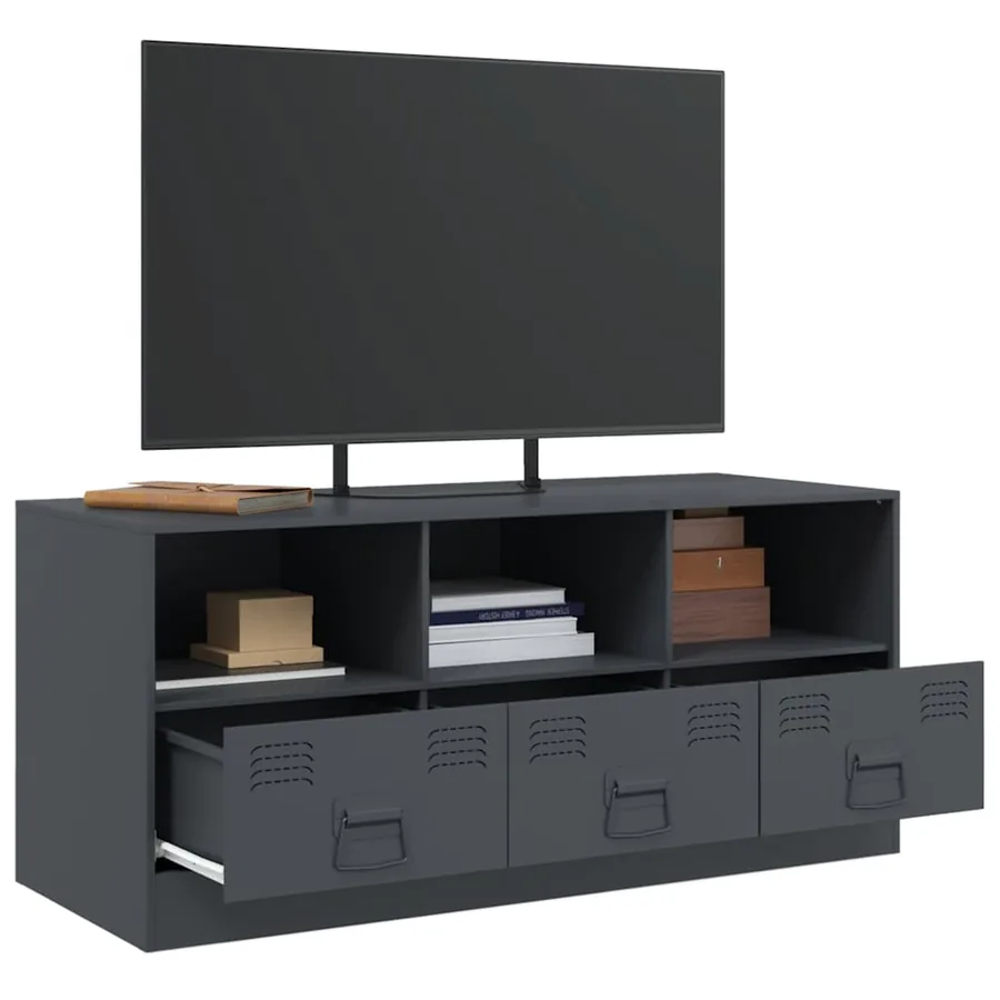 Meuble TV anthracite 99x39x44 cm acier - 5