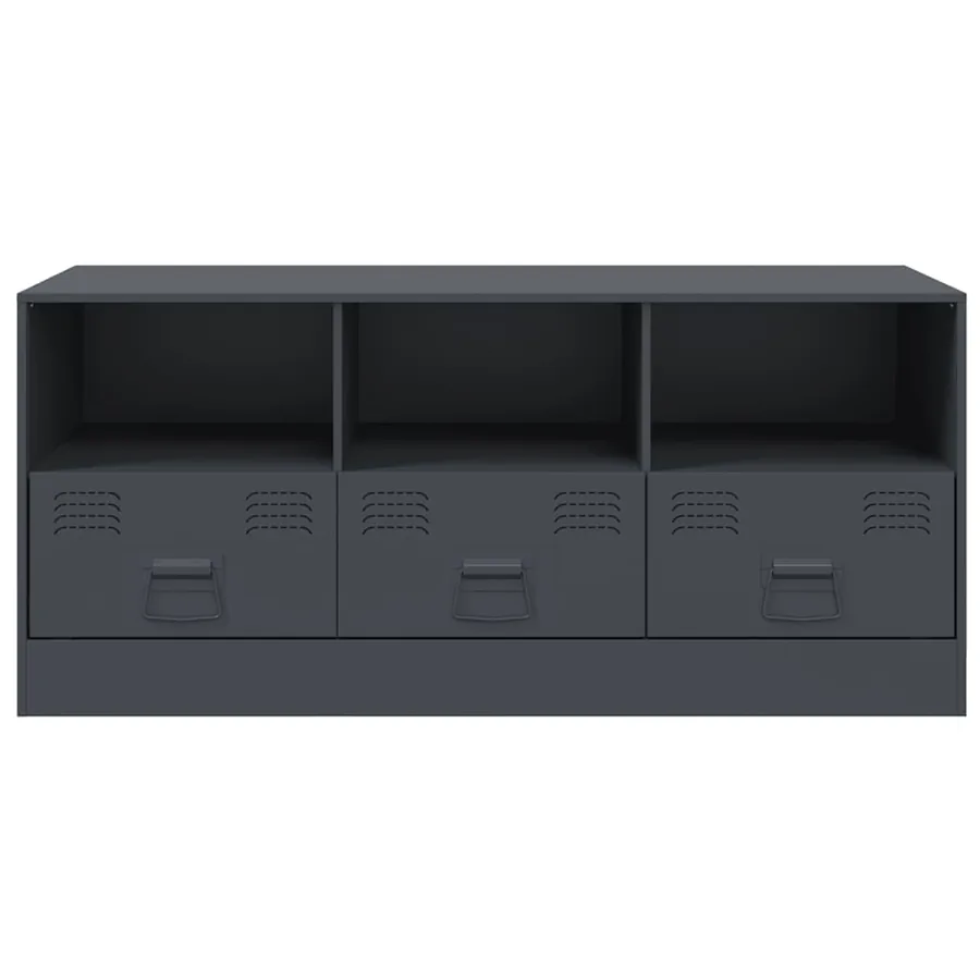 Meuble TV anthracite 99x39x44 cm acier - 6