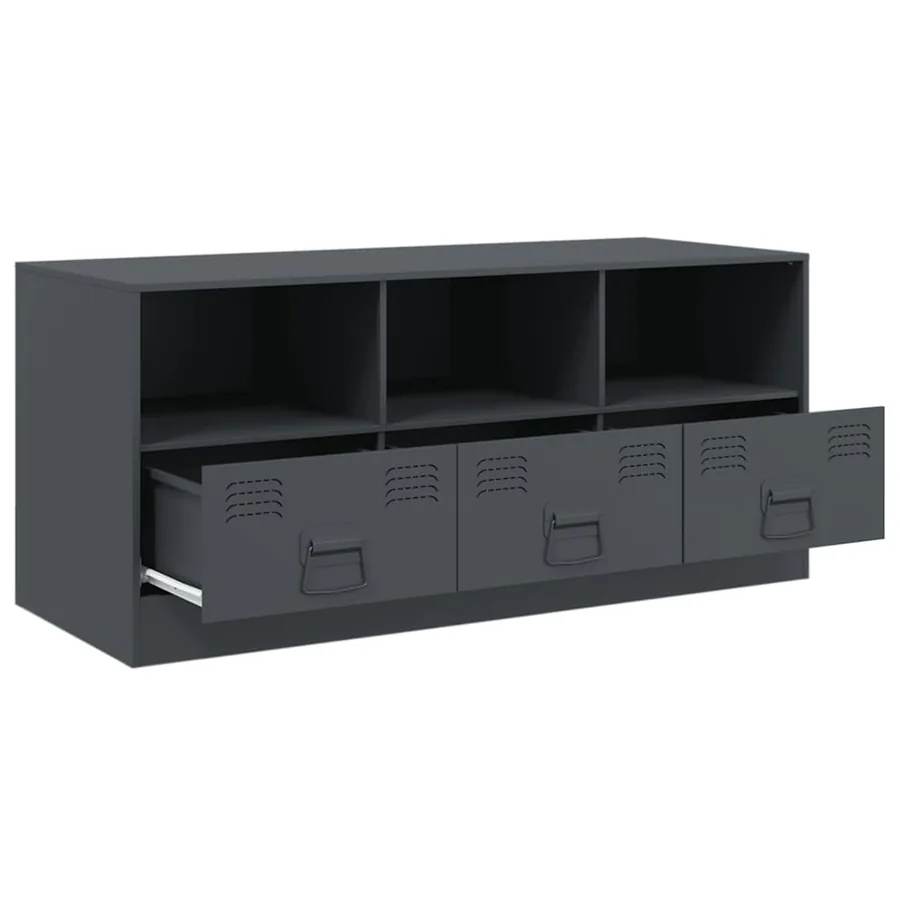 Meuble TV anthracite 99x39x44 cm acier - 7