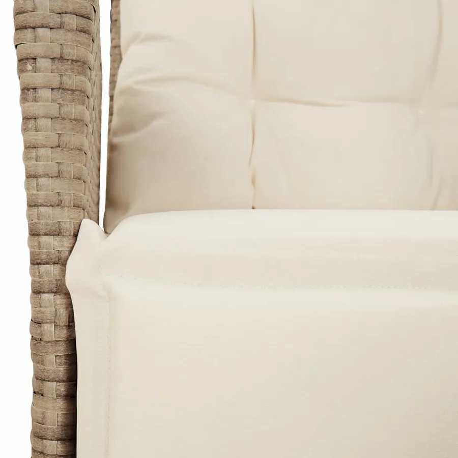 Ensemble à manger de jardin et coussins 3 pcs Beige poly rotin - 6