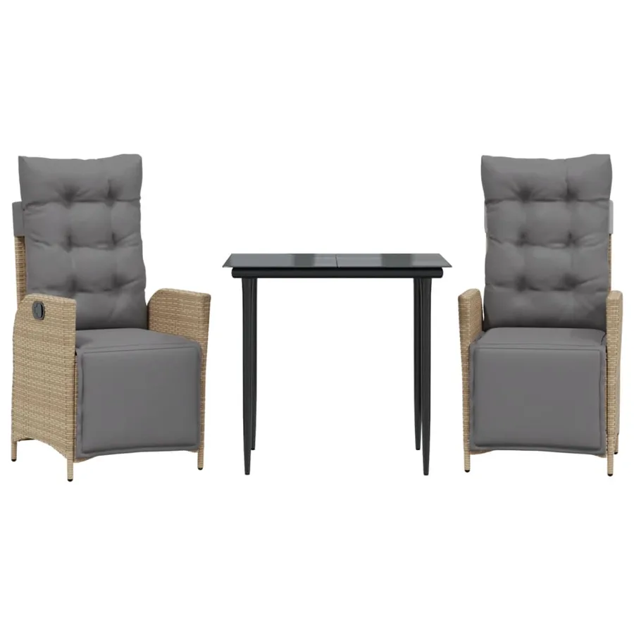 Ensemble à manger de jardin et coussins 3 pcs mélange beige - 2