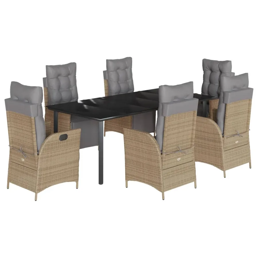 Ensemble à manger de jardin coussins 7 pcs mélange beige rotin - 2