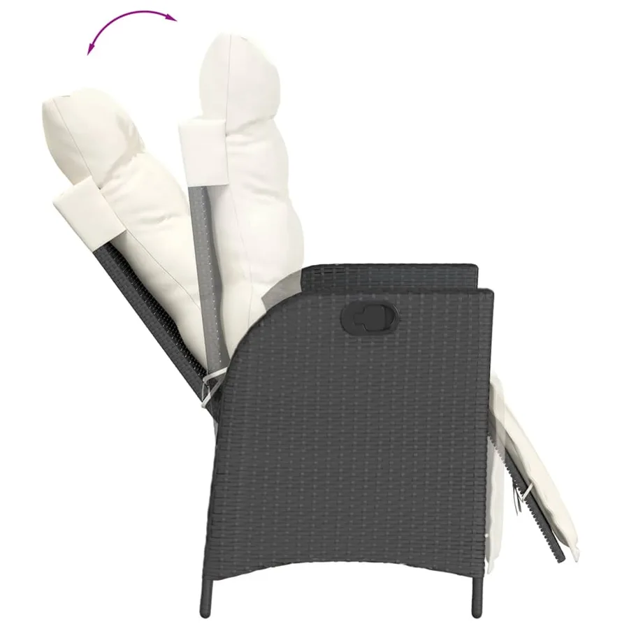 Ensemble à manger de jardin avec coussins 3 pcs Noir - 5