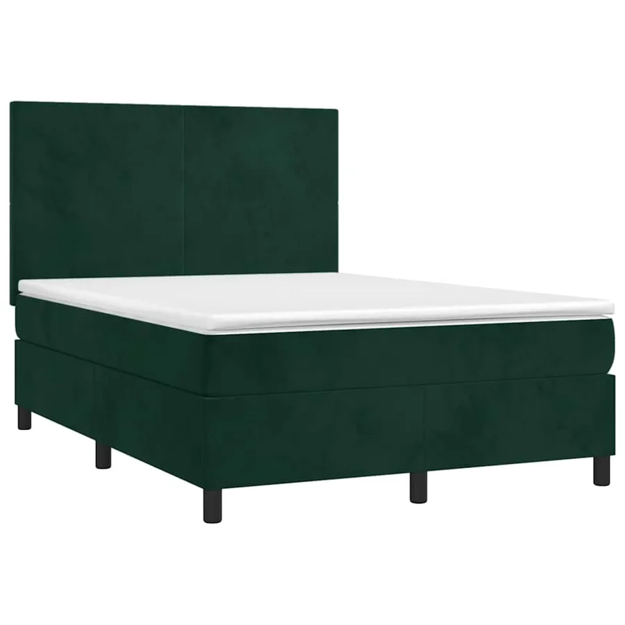 Sommier à lattes de lit et matelas Vert foncé 140x190cm Velours - 3