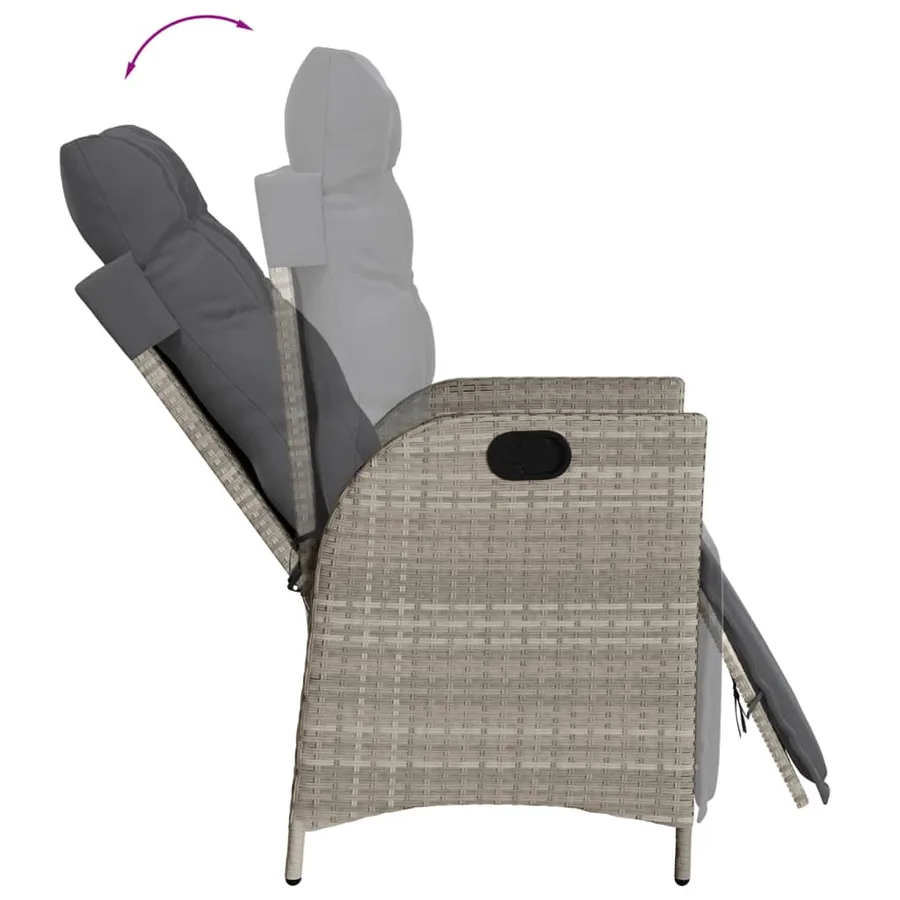 Ensemble à manger de jardin 3pcs coussins gris clair poly rotin - 4