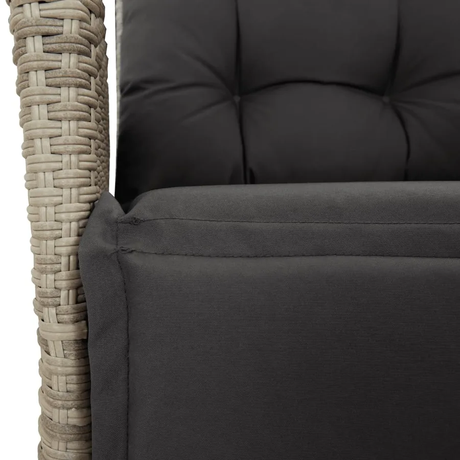 Ensemble à manger de jardin 3pcs coussins gris clair poly rotin - 5