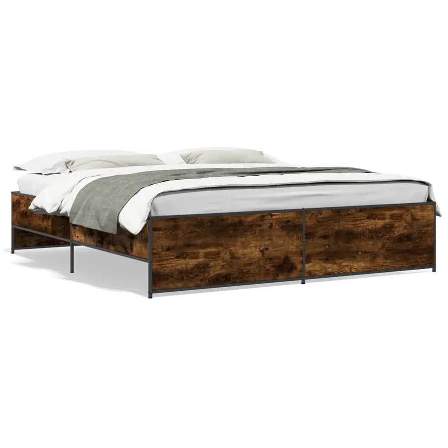 Cadre de lit sans matelas chêne fumé 200x200 cm - 2