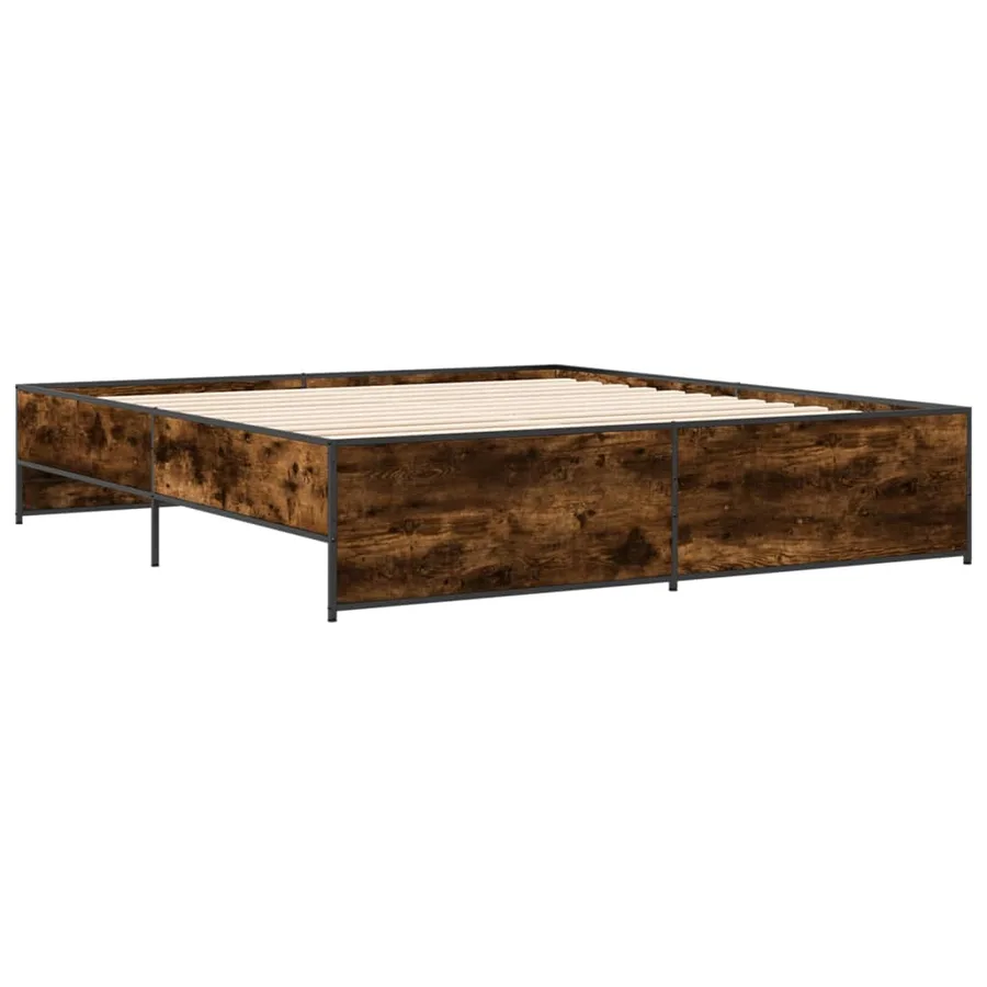 Cadre de lit sans matelas chêne fumé 200x200 cm - 3