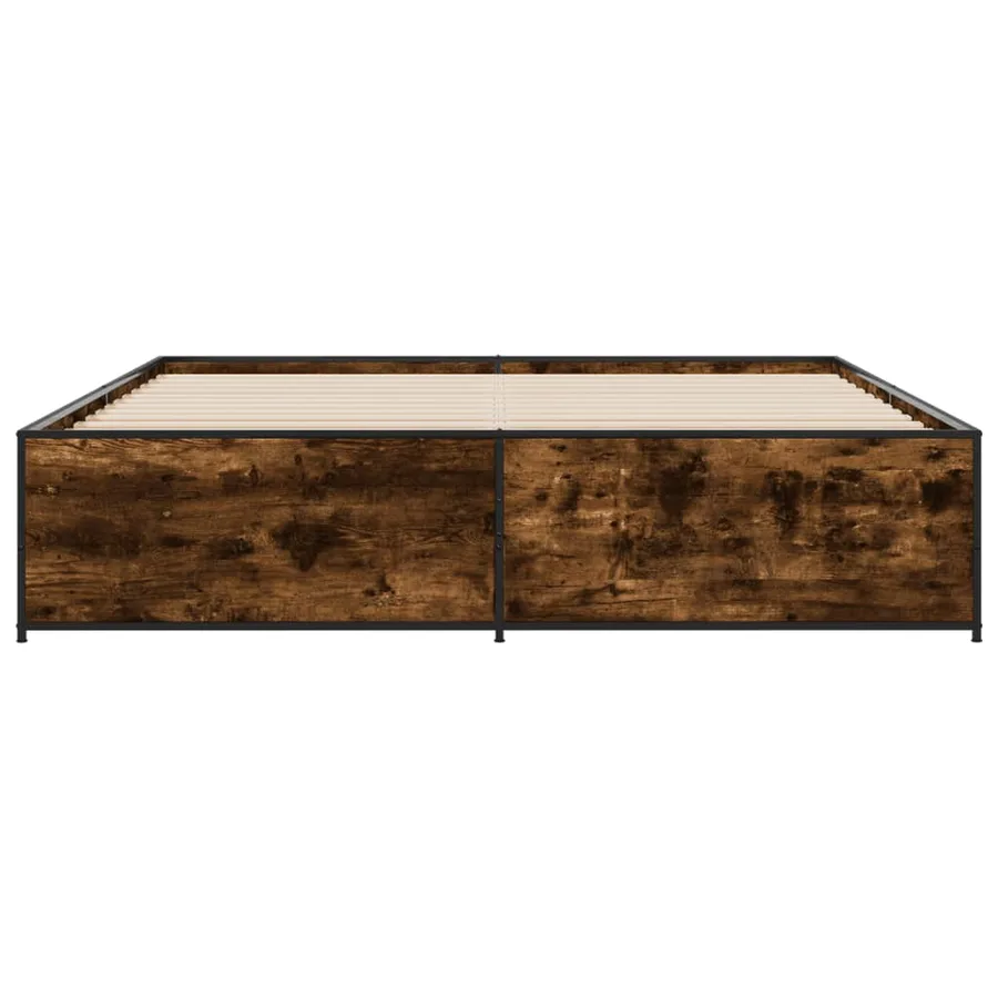 Cadre de lit sans matelas chêne fumé 200x200 cm - 4