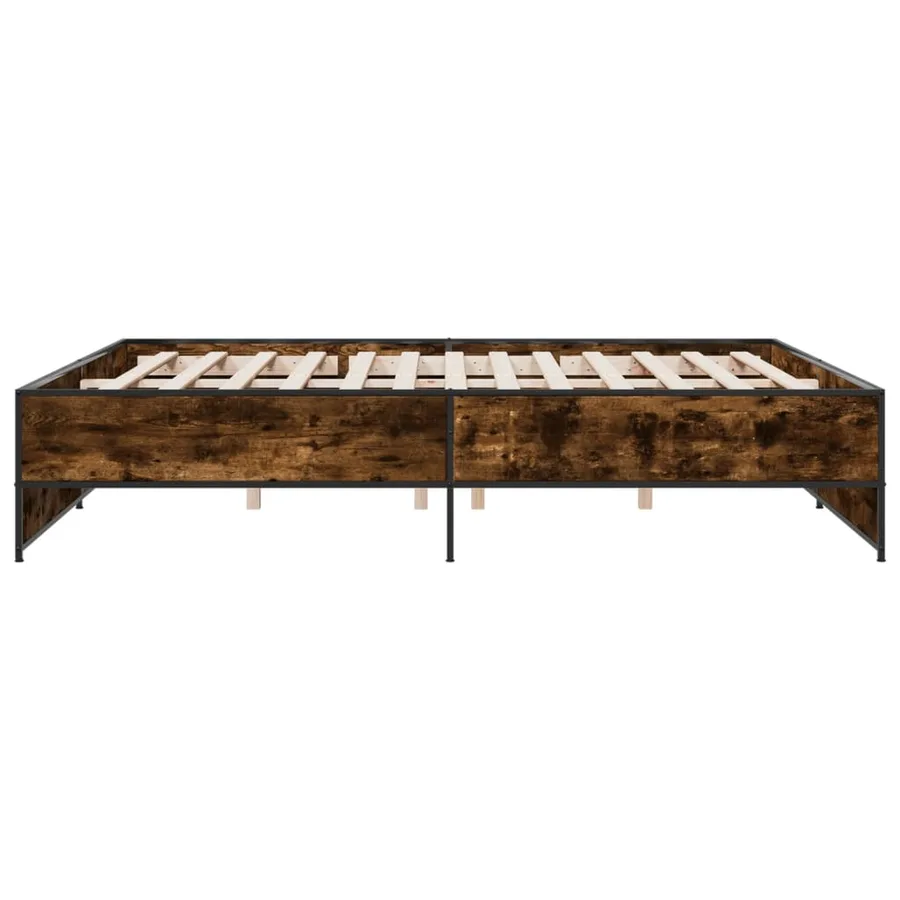 Cadre de lit sans matelas chêne fumé 200x200 cm - 5
