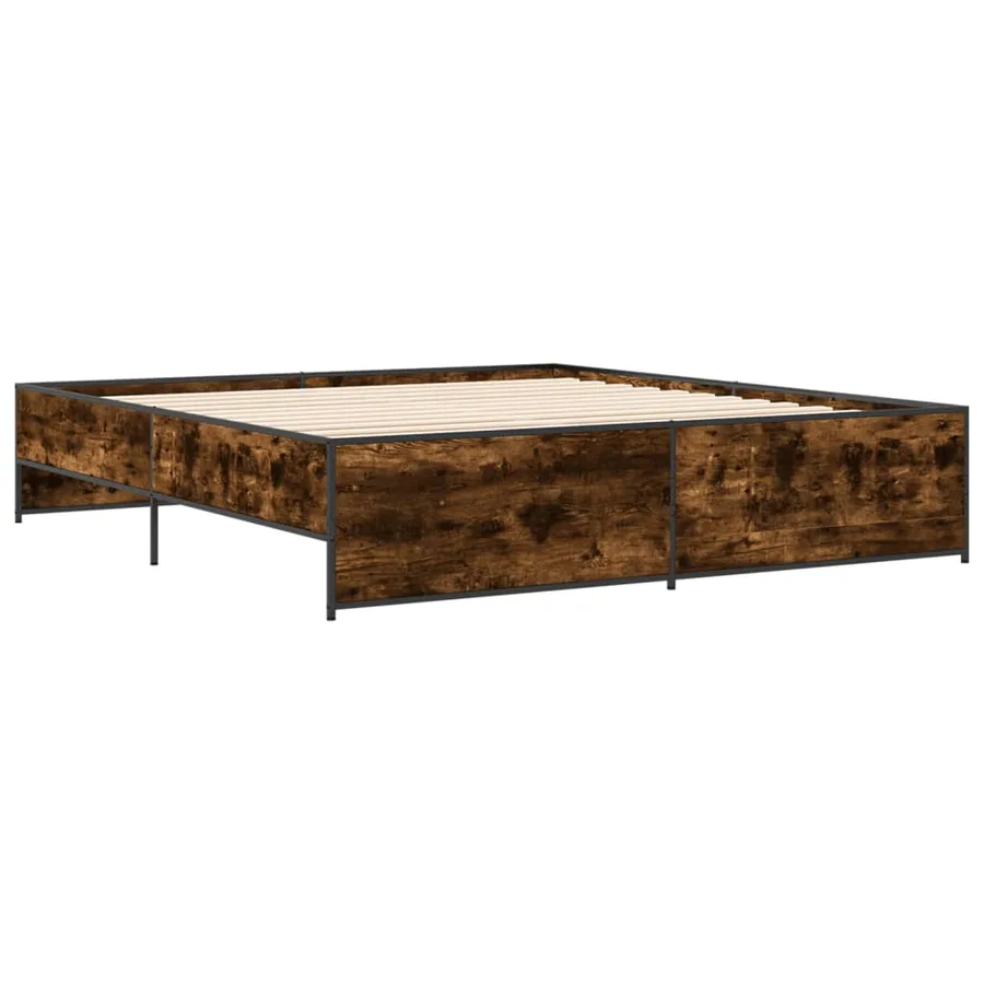 Cadre de lit sans matelas chêne fumé 200x200 cm - 6