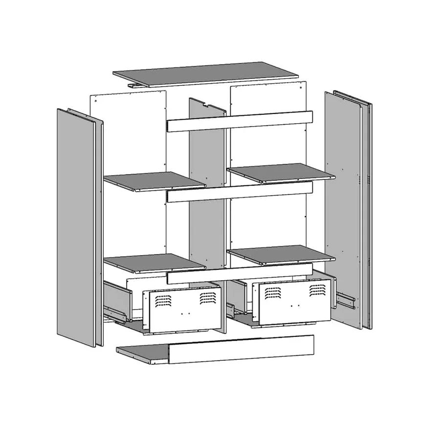 Buffet haut blanc 67x39x95 cm acier - 11