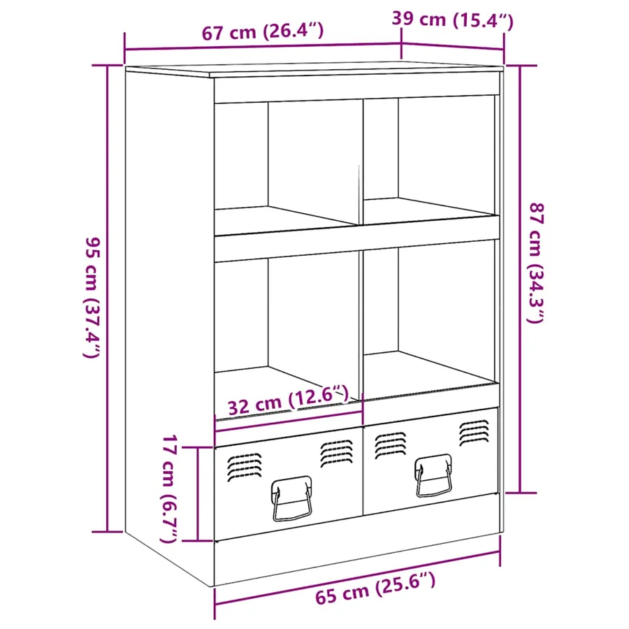 Buffet haut blanc 67x39x95 cm acier - 13