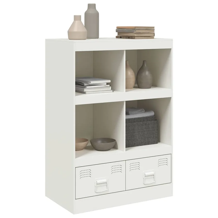 Buffet haut blanc 67x39x95 cm acier - 4