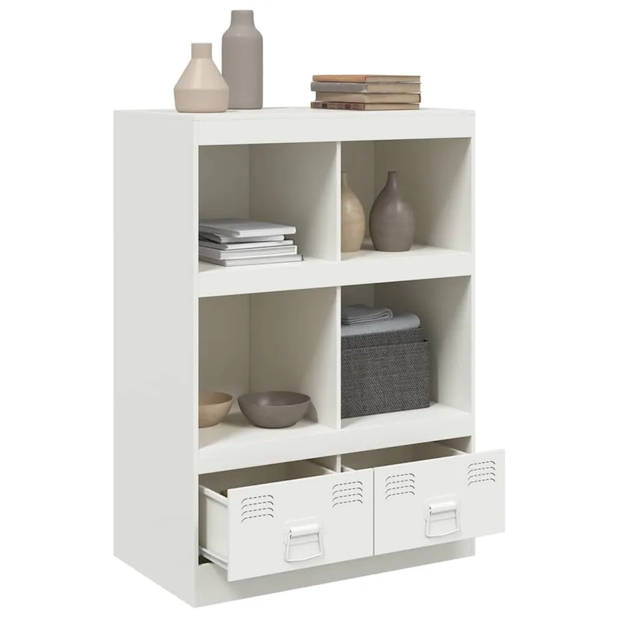 Buffet haut blanc 67x39x95 cm acier - 5