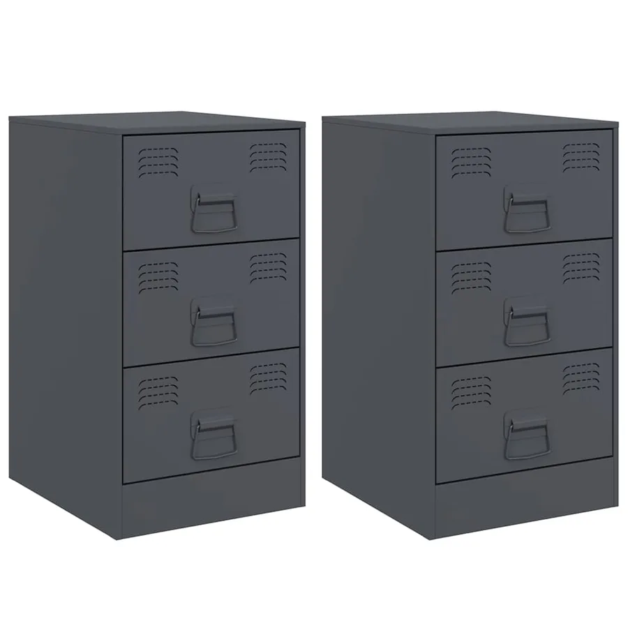 Tables de chevet 2 pcs anthracite 34,5x39x62 cm acier - 2