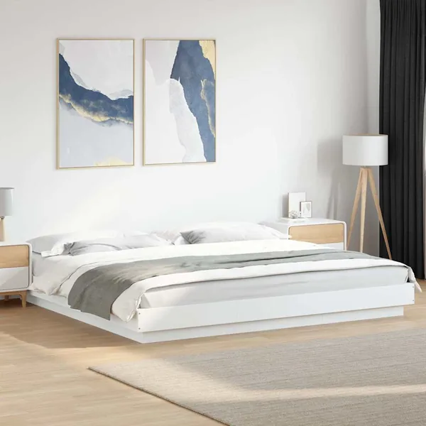 Cadre de lit avec lumières LED sans matelas blanc 180x200 cm