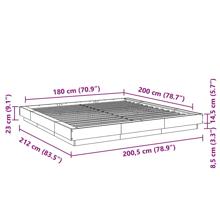 Cadre de lit avec lumières LED sans matelas blanc 180x200 cm - 14