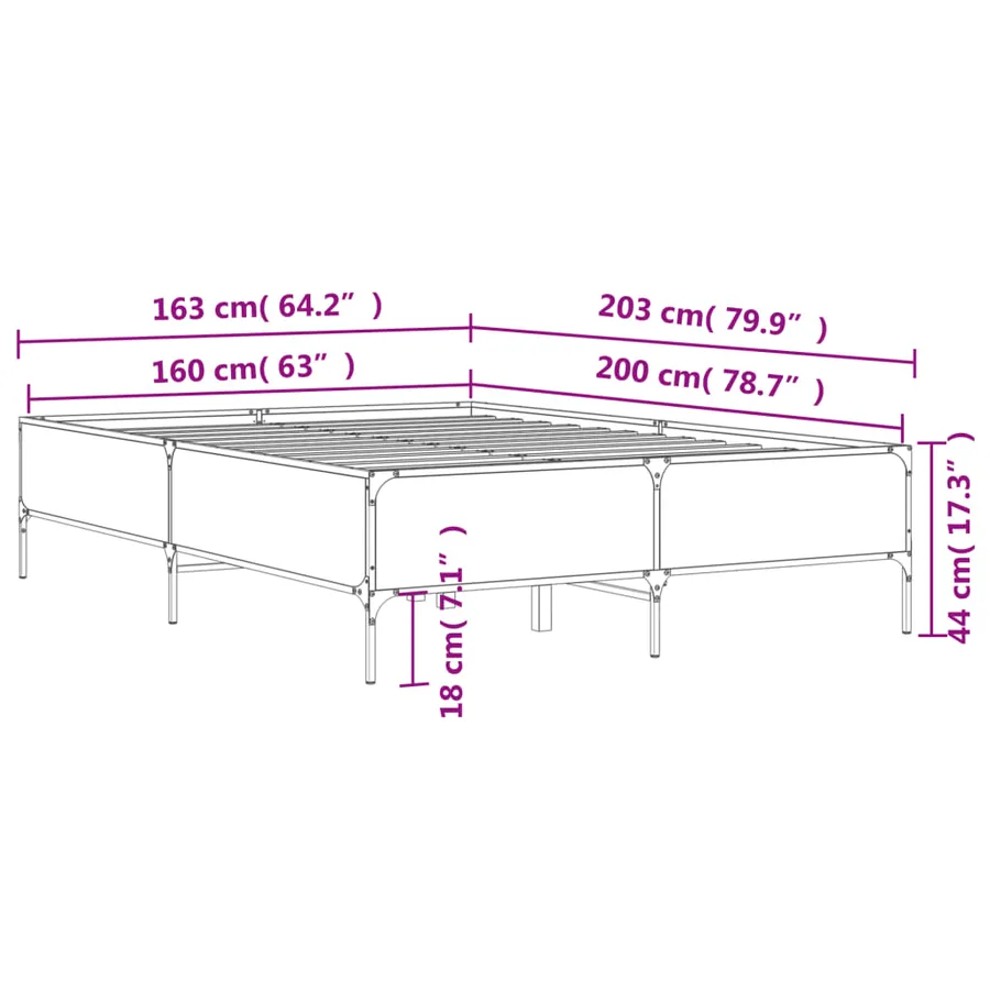 Cadre de lit sans matelas chêne marron 160x200 cm - 9