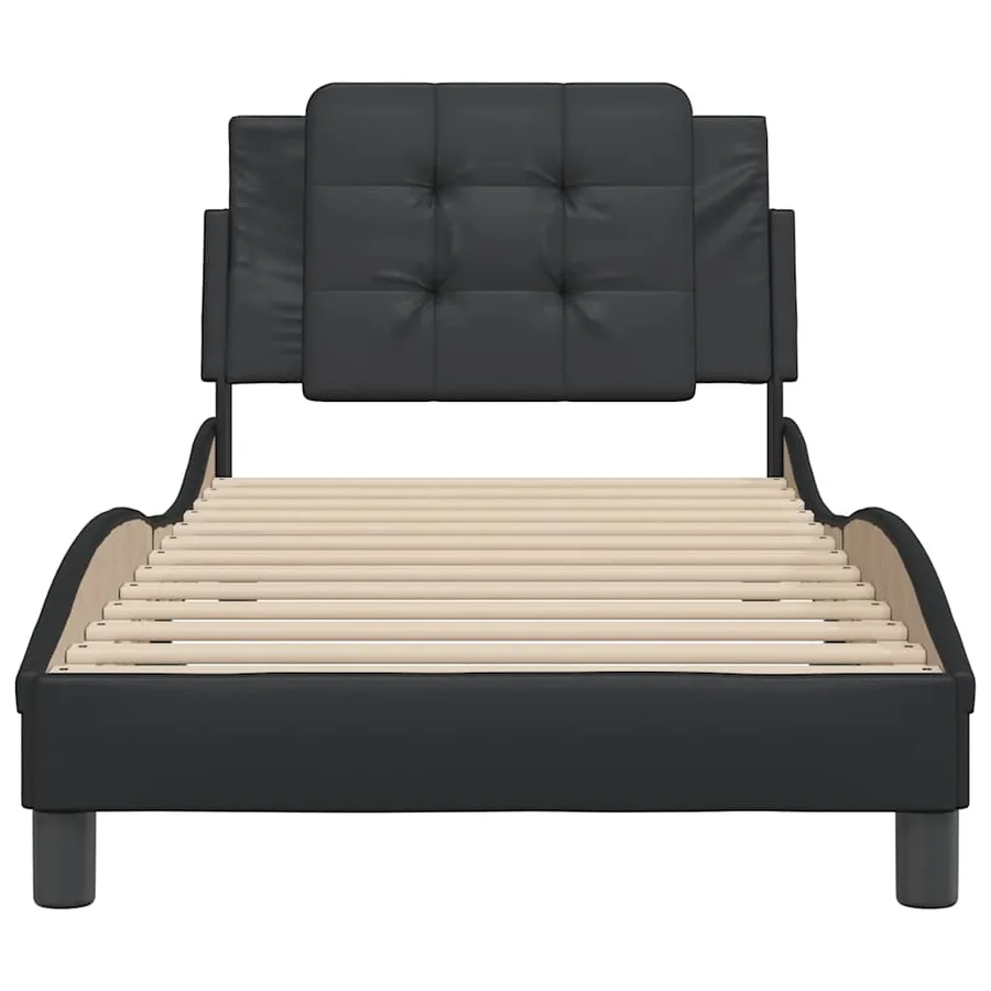 Cadre de lit sans matelas Zadar noir 90x200 cm similicuir - 4