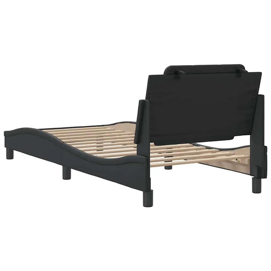 Cadre de lit sans matelas Zadar noir 90x200 cm similicuir - 6