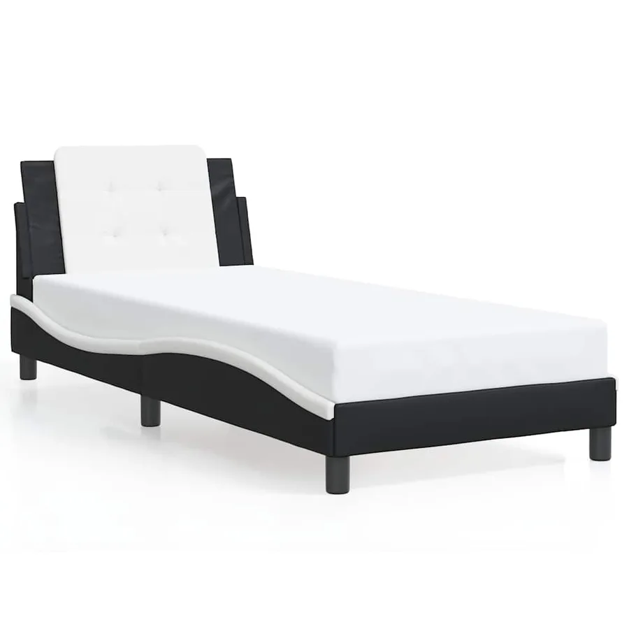 Cadre de lit sans matelas Zadar noir et blanc 90x200 cm similicuir - 2