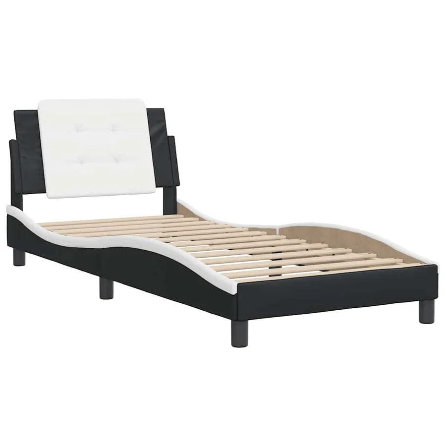 Cadre de lit sans matelas Zadar noir et blanc 90x200 cm similicuir - 3