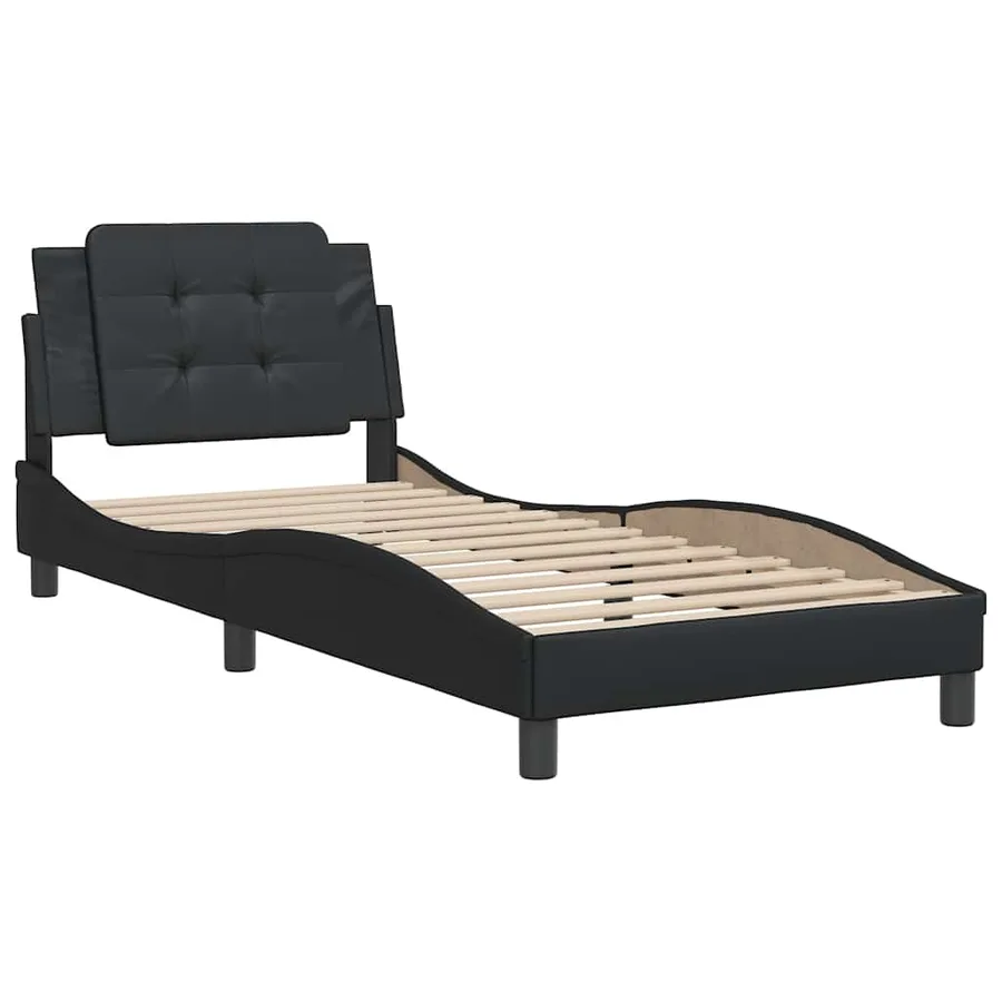 Cadre de lit sans matelas Zadar noir 80x200 cm similicuir - 3