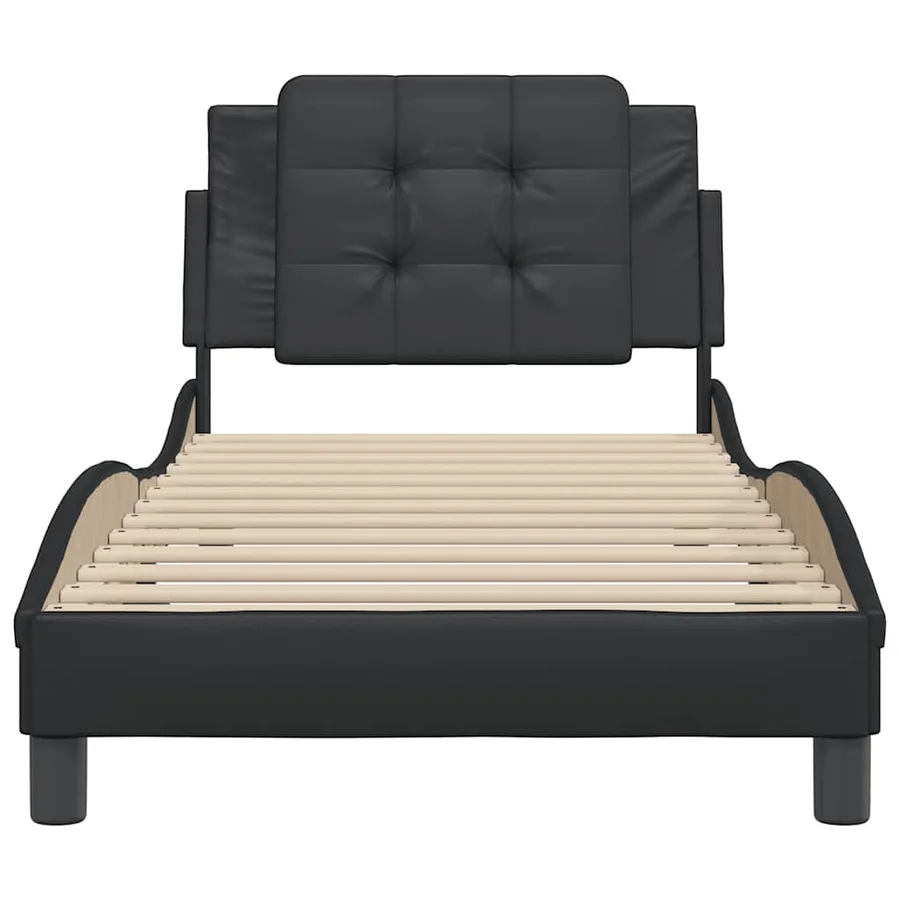 Cadre de lit sans matelas Zadar noir 80x200 cm similicuir - 4