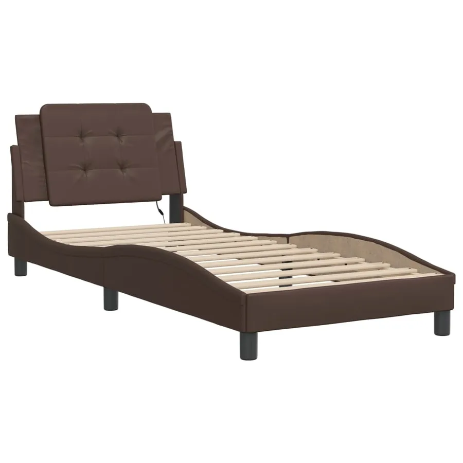 Cadre de lit avec LED sans matelas Zadar marron 80x200 cm - 3
