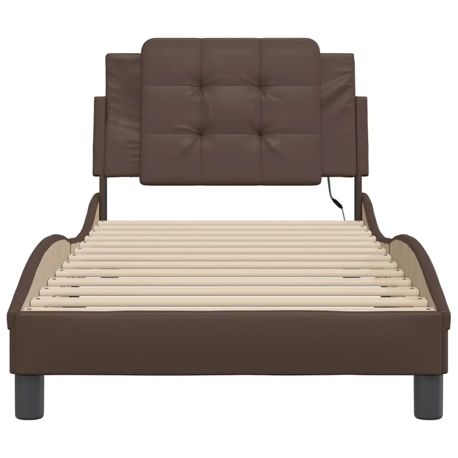 Cadre de lit avec LED sans matelas Zadar marron 80x200 cm - 6
