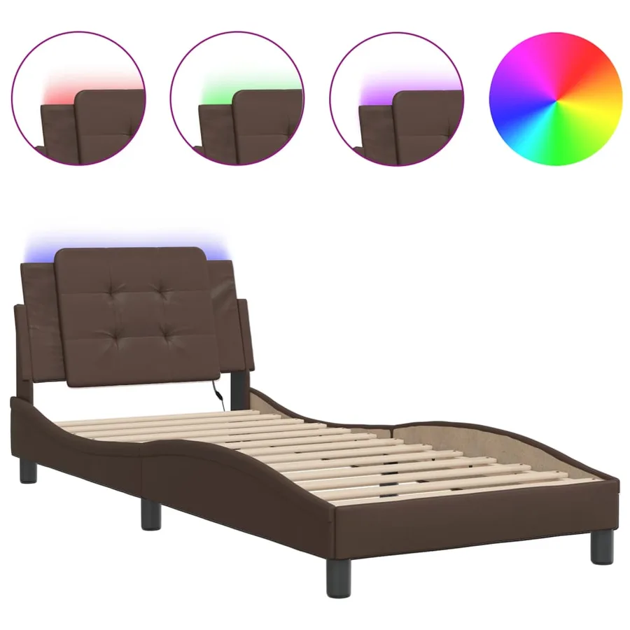 Cadre de lit avec LED sans matelas Zadar marron 100x200 cm - 2
