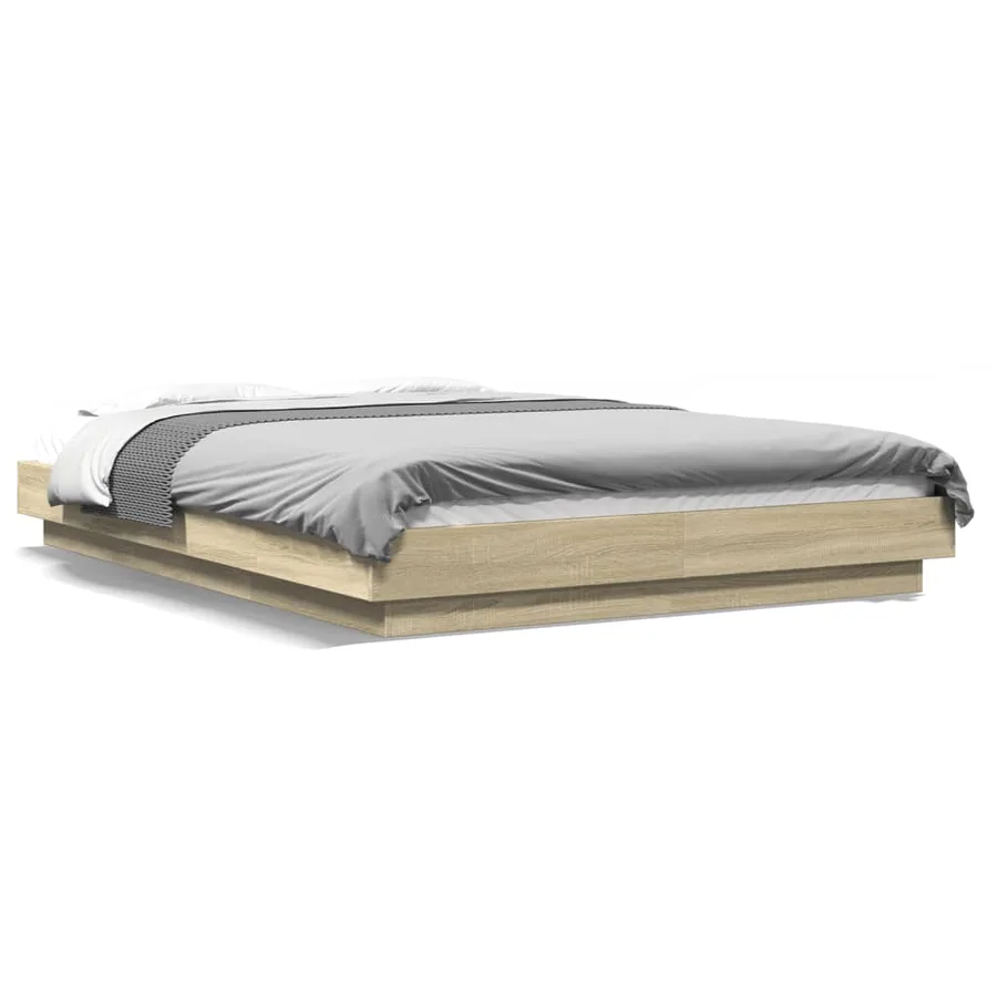 Cadre de lit sans matelas chêne sonoma 140x200 cm - 2