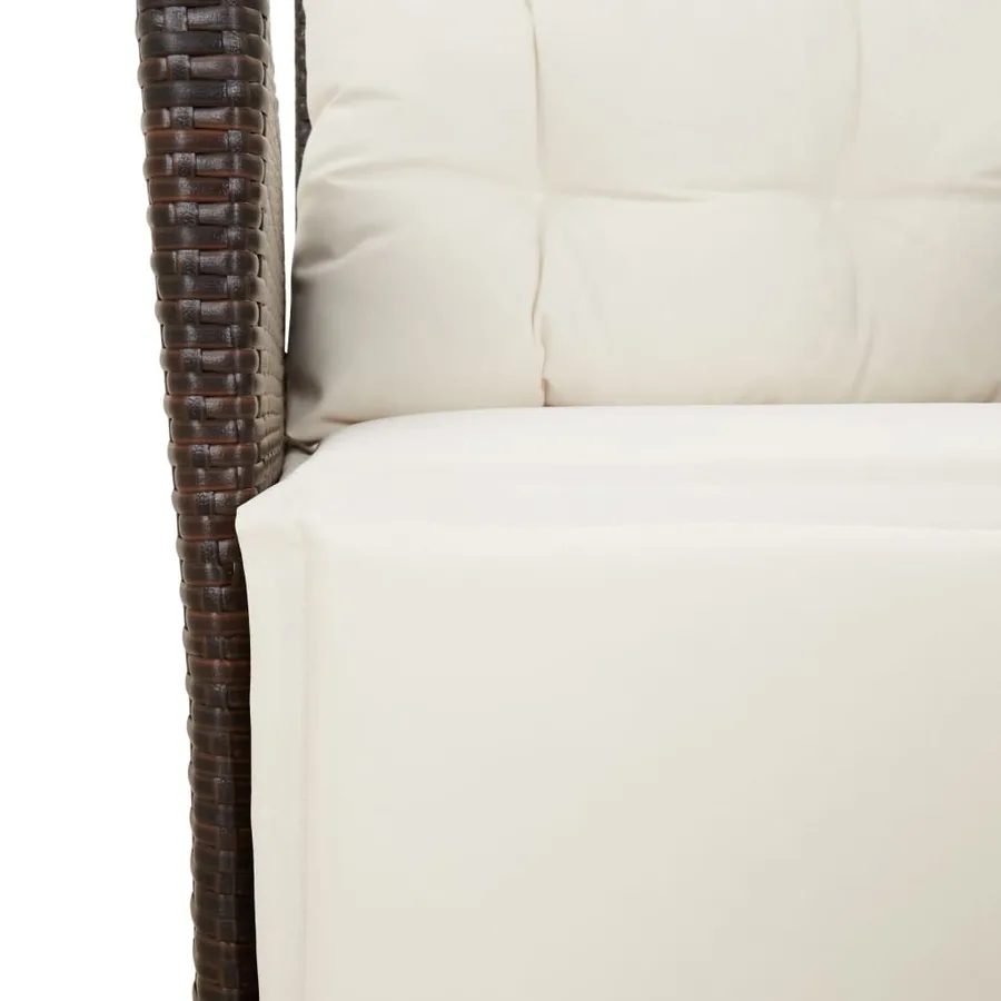 Ensemble à manger de jardin 5 pcs et coussins marron poly rotin - 5