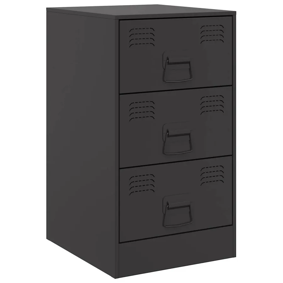 Table de chevet noir 34,5x39x62 cm acier - 2