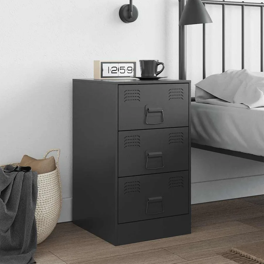 Table de chevet noir 34,5x39x62 cm acier - 3
