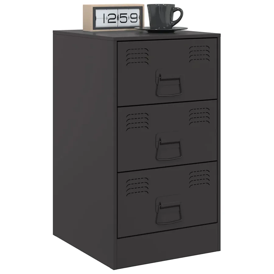 Table de chevet noir 34,5x39x62 cm acier - 4