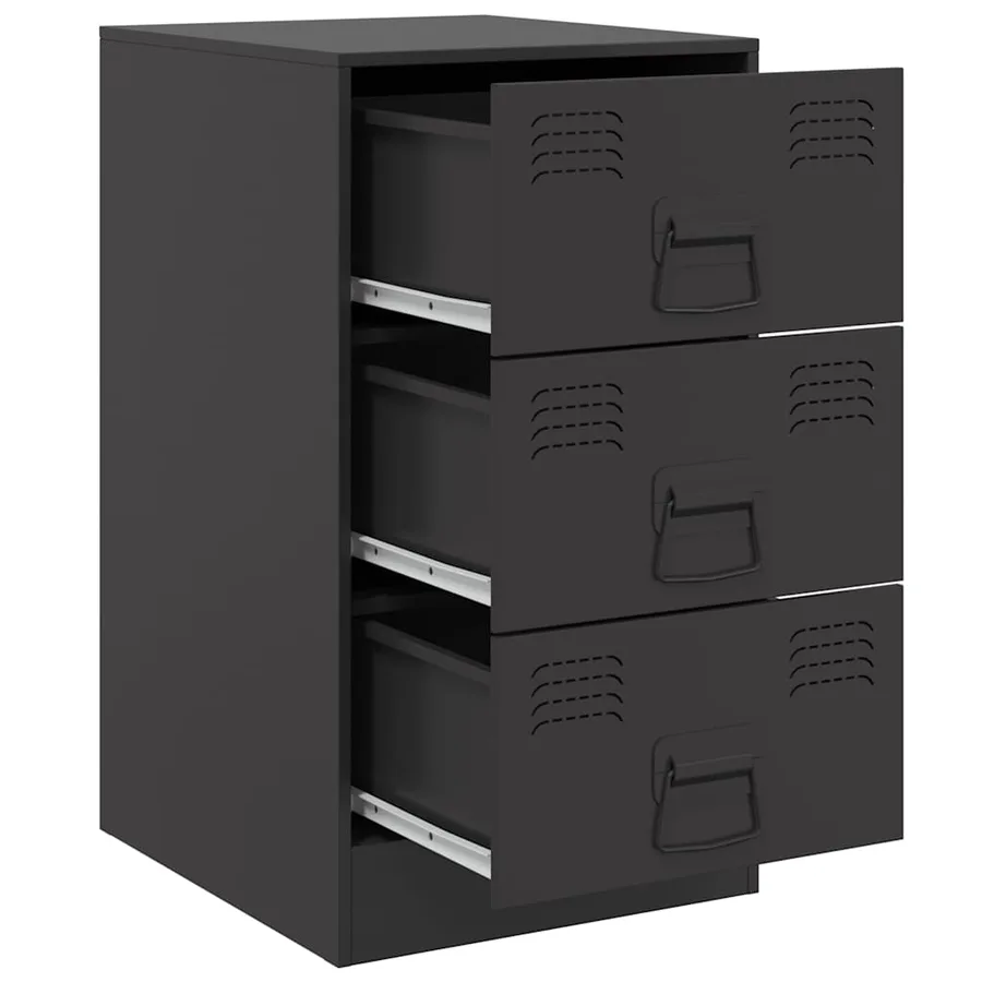 Table de chevet noir 34,5x39x62 cm acier - 7