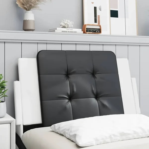 Coussin de tête de lit Zadar noir et blanc 90 cm similicuir