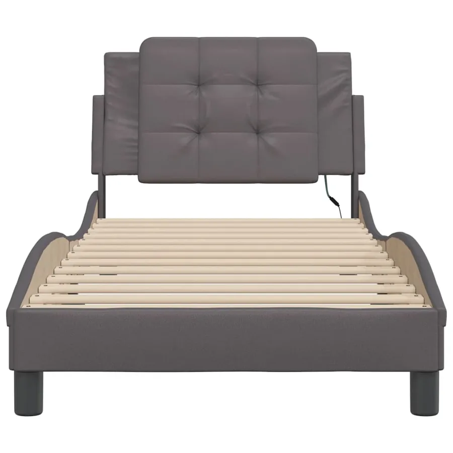 Cadre de lit avec LED sans matelas Zadar gris 90x200 cm - 6